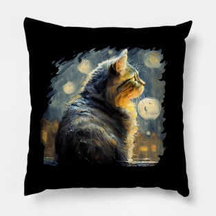 Impressionism Cat Pillow