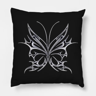 liquid metal y2k butterfly Pillow