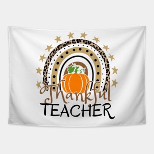 Thankful Teacher, leopard Rainbow Pumpkin Tapestry