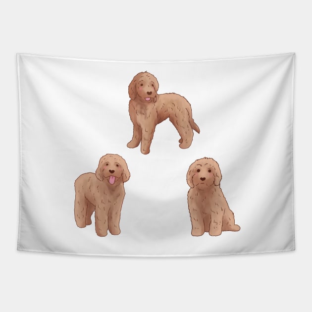 Cute Golden Doodle art pack Tapestry by Mayarart