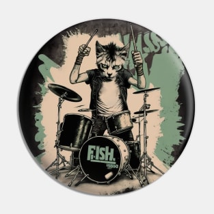 Wildcat Punk Drummer Pin