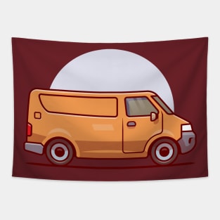 Delivery Car Cargo Cartoon Illustration Tapestry