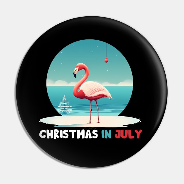 Xmas in July, Funny Flamingo Santa Tropical Christmas Pin by dukito