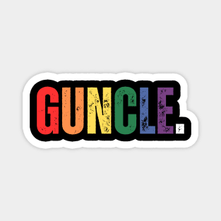 GUNCLE. Distressed rainbow coloured font Magnet