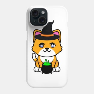 Cute orange cat is a witch Phone Case