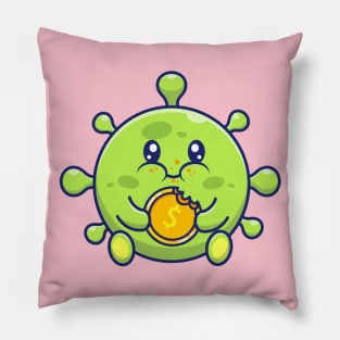 Cute virus with money cartoon 2 Pillow