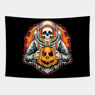 skull astronaut halloween space Tapestry