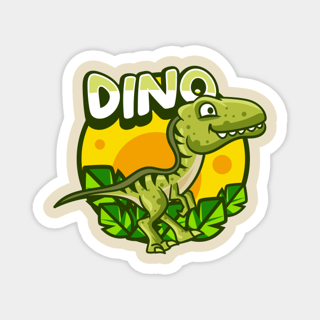 Cute Green Dino Magnet by Harrisaputra