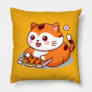 Cute fat cat likes to eat pizza. Pillow