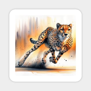 Swift Elegance: Vibrant Cheetah Watercolor Magnet