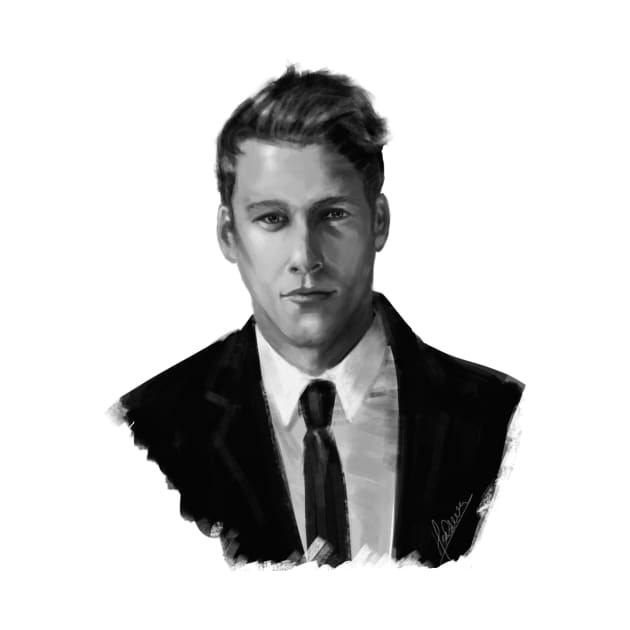 Dustin Lance Black - painterly greyscale portrait by Hoshimem