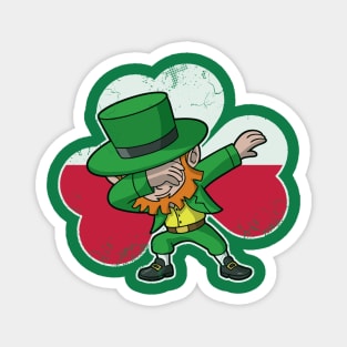 Irish Polish Dabbing Leprechaun Shamrock Magnet