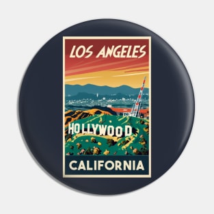 A Vintage Travel Art of Hollywood - Los Angeles - California - US Pin