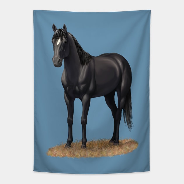 Beautiful Black Quarter Horse Stallion Tapestry by csforest