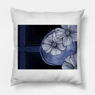 Contemporary Modern Art Botanical In Blue Pillow