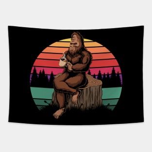 bigfoot drinking coffee Tapestry