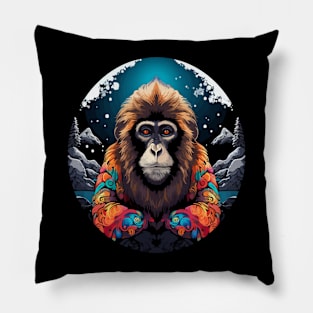 Snow Monkey Earth Day Pillow