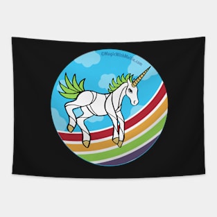 Rainbow Unicorn v11 — Dancing Uniquorn Illustration series Tapestry