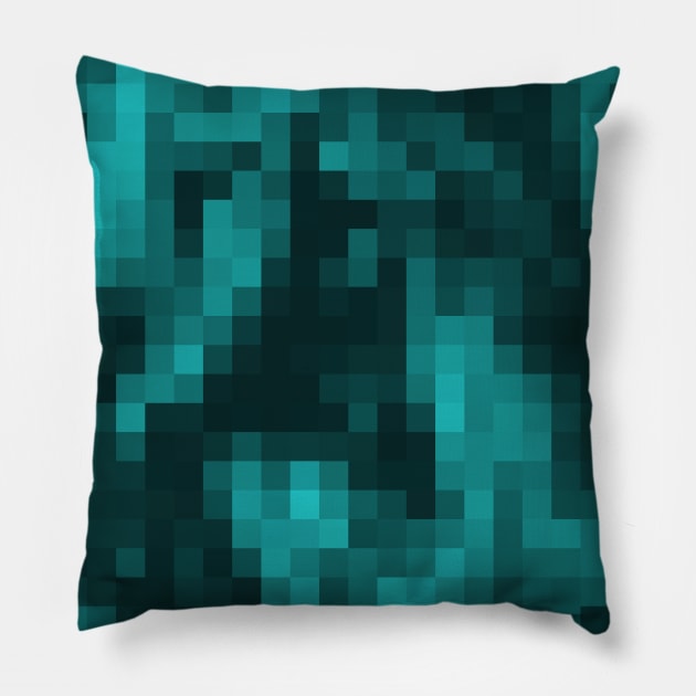 Pixels - turquoise Pillow by puzzleteez