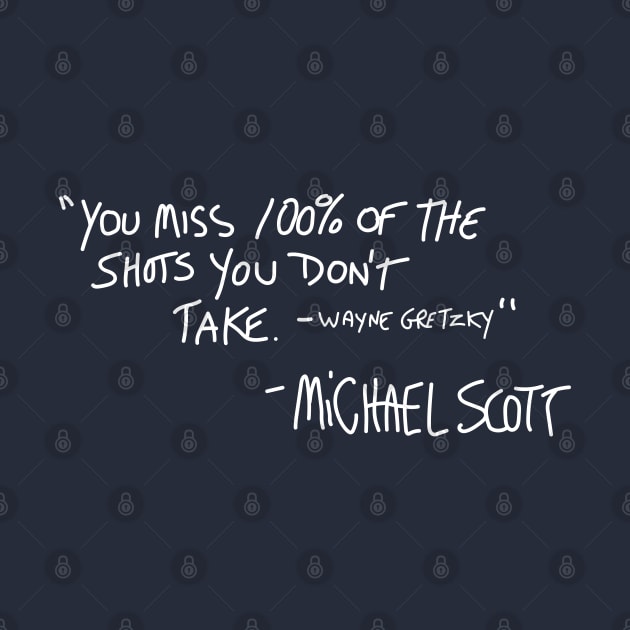 "You miss 100% of the shots you don't take - Wayne Gretzky" - Michael Scott by BodinStreet