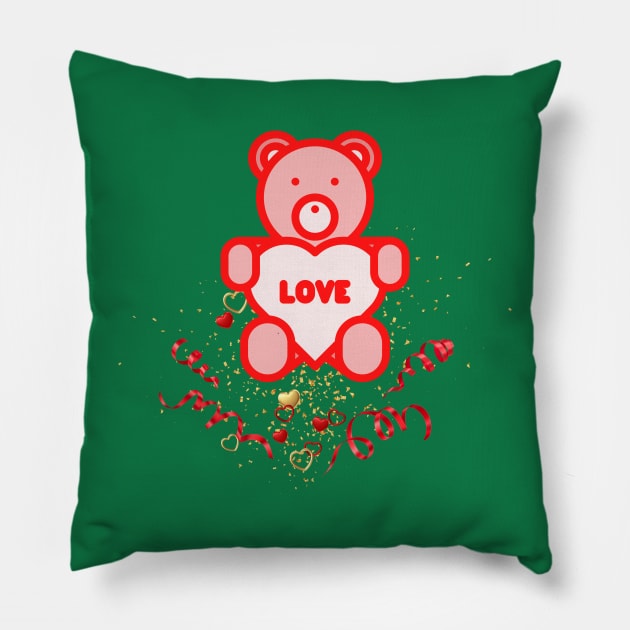 Cute Bear is holding a heart Pillow by Anatoliy Smirnov