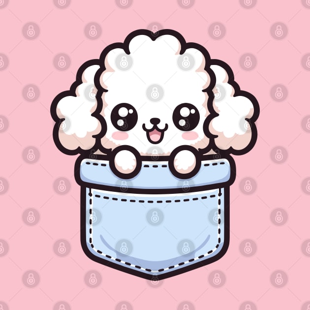 Kawaii Poodle Puppy in Pocket Cute Peeking Dog by Cuteness Klub