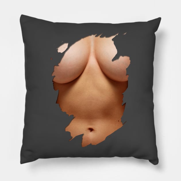 Big Boobs Sexy Stomach Six Pack Abs Bikini Model Pillow by Irregulariteez