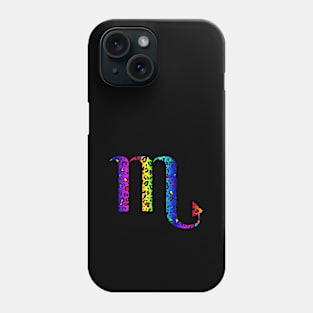 Scorpio Zodiac Horoscope Symbol in Dark Rainbow Leopard Print Phone Case