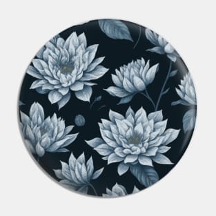 Sky Blue Flower Pattern on Black Pin