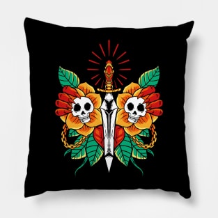 butterfly skull Pillow