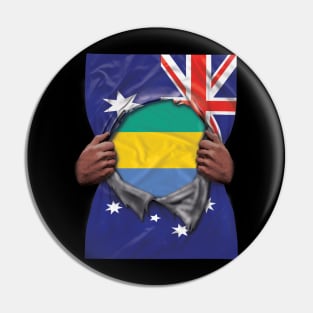 Gabon Flag Australian Flag Ripped Open - Gift for Gabonese From Gabon Pin