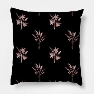 Brown herbs on black background Pillow