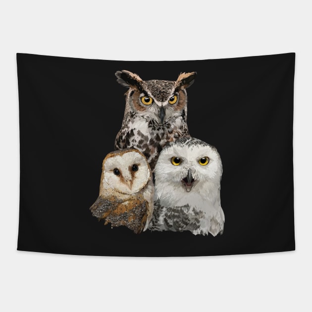 Owls and owl Tapestry by obscurite