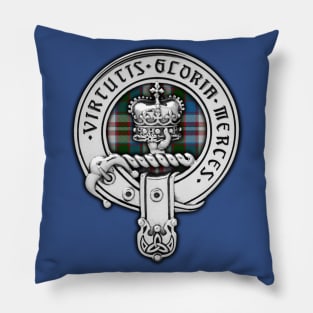 Clan Donnachaidh (Robertson) Crest Badge infilled with Robertson Dress Tartan Pillow