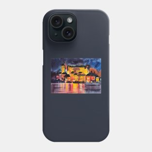 Cities by night travel illustration in watercolours Phone Case