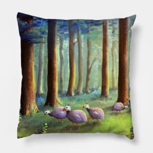 Guinea Fowl in the Woods Pillow