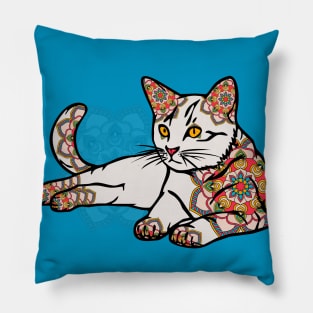 Mandala Tattoo Cat Pillow