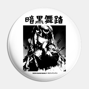 Goth Grunge Anime Girl Manga Aesthetic Japanese Streetwear Black and White Pin