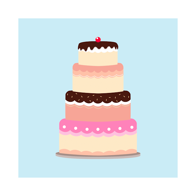 Birthday Cake Illustration Blue Background by NewburyBoutique