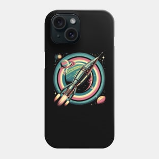 Galactic Space Travel Voyage: Retro Rocket's Stellar Journey Phone Case