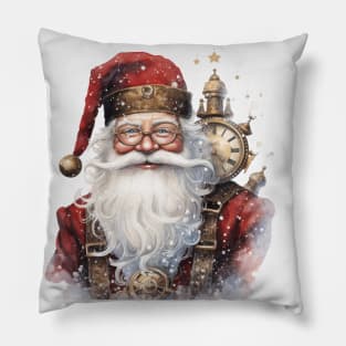 Steampunk Santa with Clocks Pillow