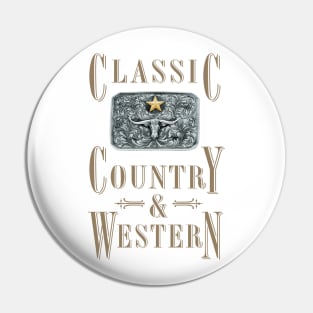 Classic Country & Western (Longhorn Star Belt Buckle) Pin