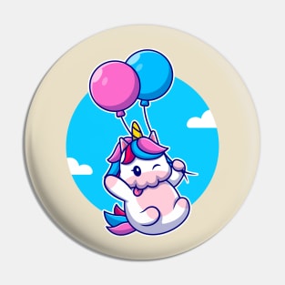 Cute Unicorn Floating With Balloon Pin