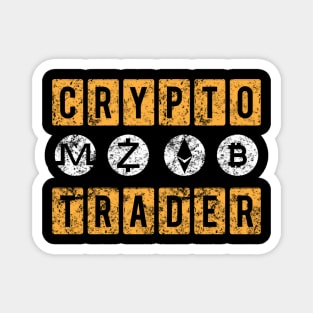 Crypto Trader Bitcoin Blockchain Distressed Magnet