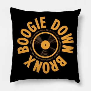 Boogie Down Bronx Hip Hop Logo - Vintage Vinyl Record Design Pillow