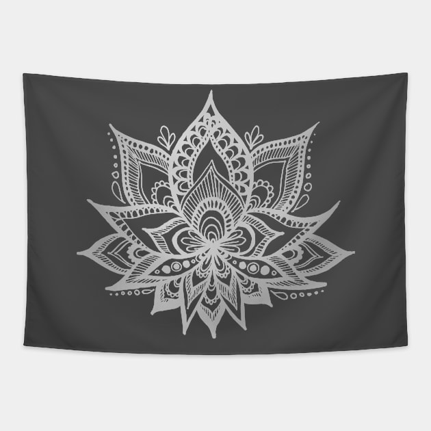 Silver Gray Lotus Flower Tapestry by julieerindesigns