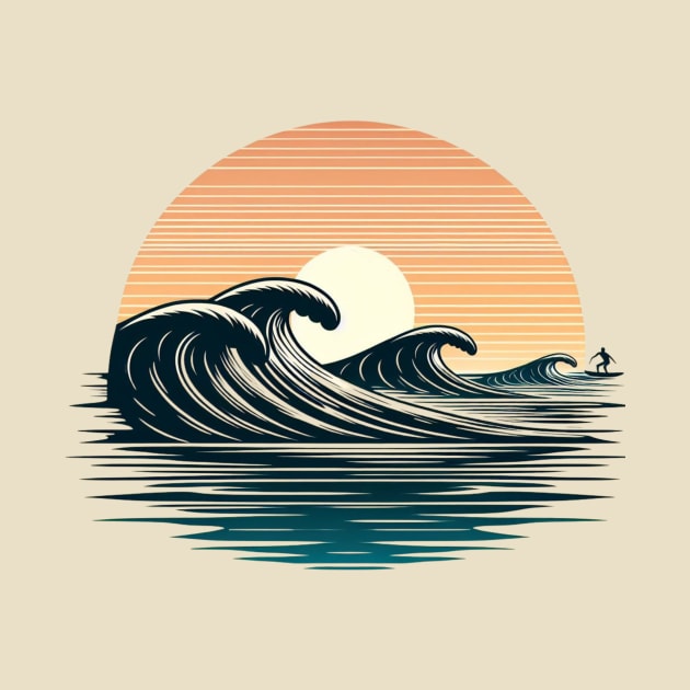 Sunset Wave Riding by JohnTy