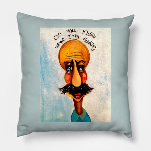 Mustache man Pillow by The artist of light in the darkness 