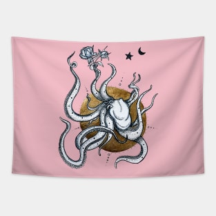 Octopus with flowers Tapestry