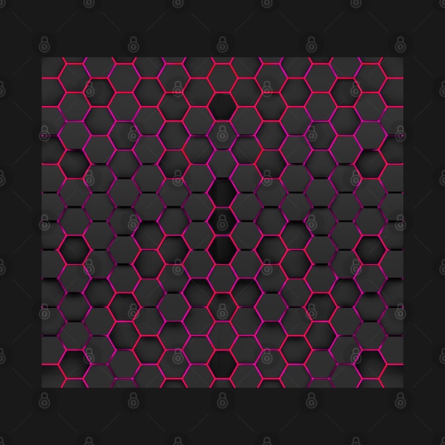 Hexagons pattern black, red and purple by yinon-h